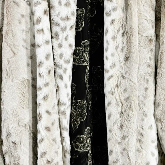 Johnny Was Artic Lynx faux fur coat jacket cardigan duster animal size L large - Picture 7 of 11